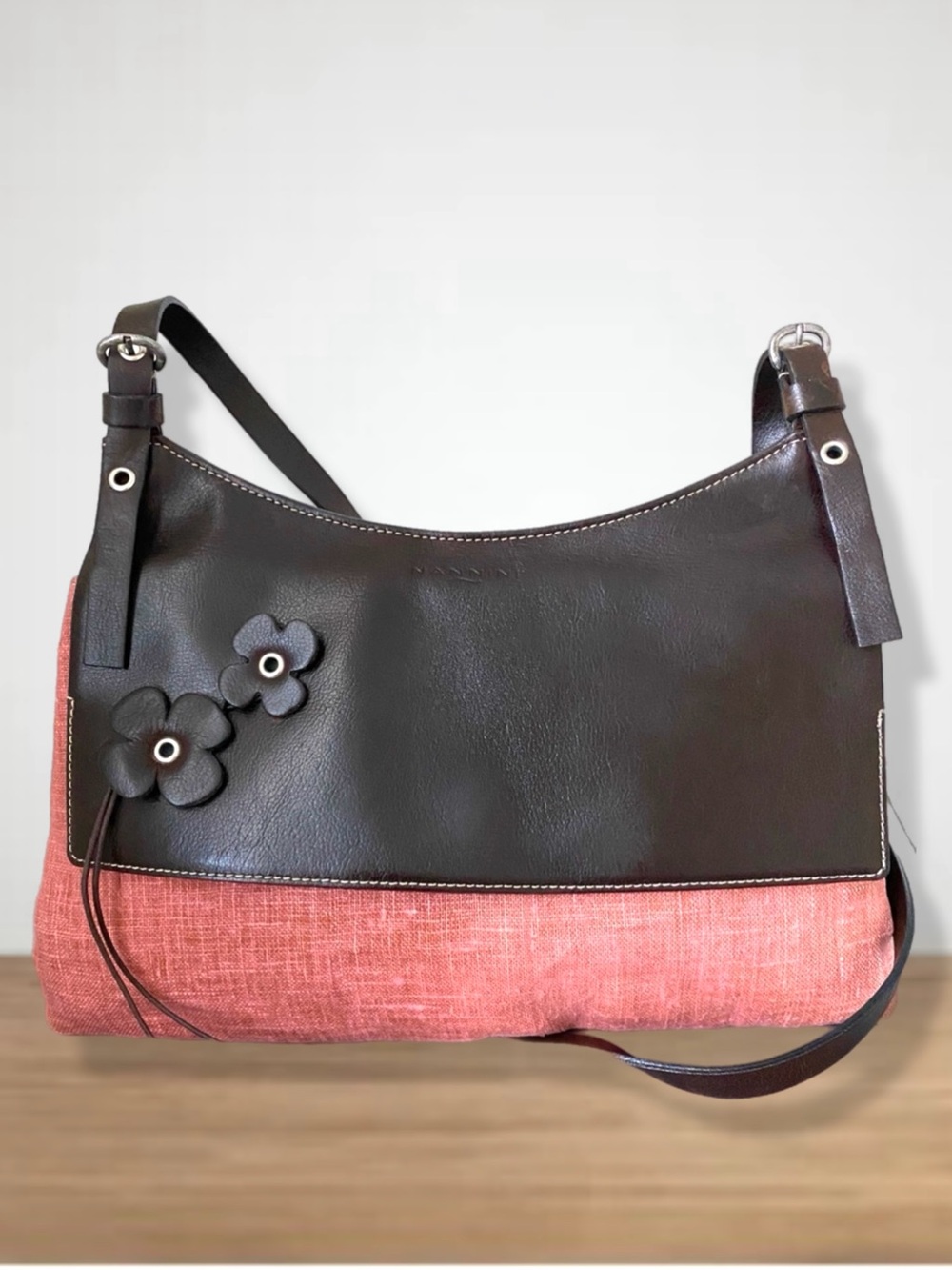 Nannini Italian Leather and Linen Envelope Crossbody Bag